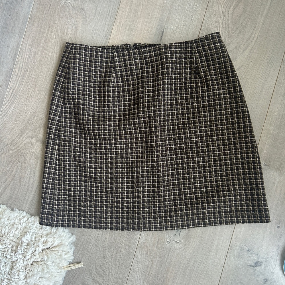 J. Crew Plaid Wool Mini Skirt in Brown and Beige Size 6 🤎